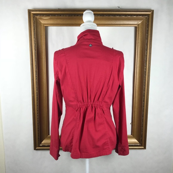 PRANA Mayve red canvas military style casual coat - Picture 4 of 8